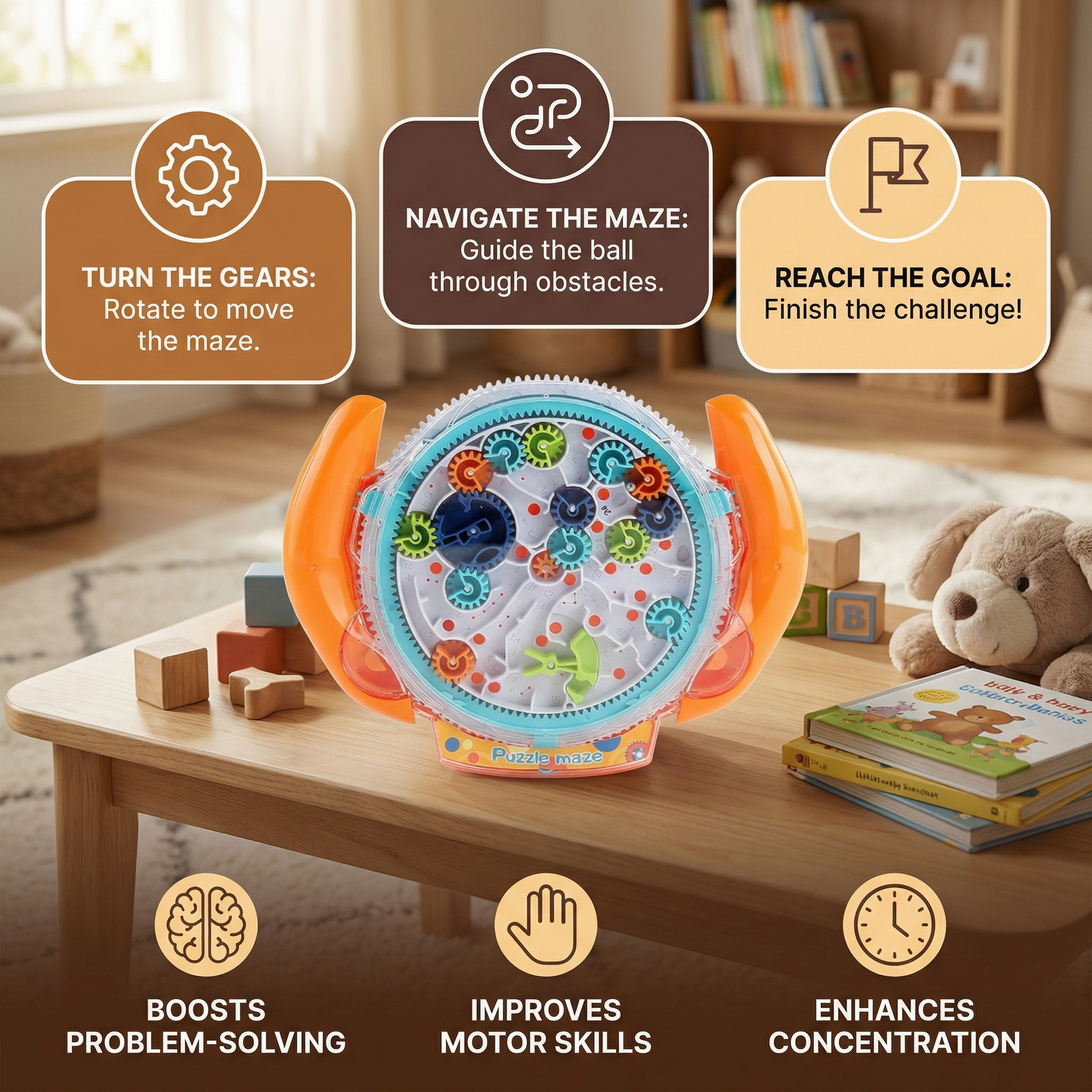 3D Ball Maze Wheel – Skill and Learning Game