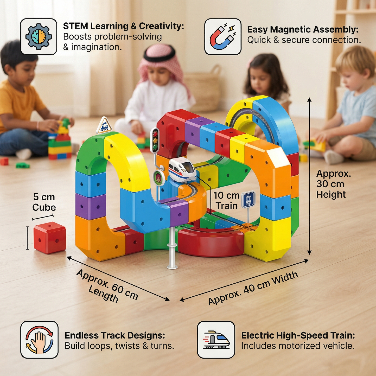 Magic Cube Track Railway Kids Toy
