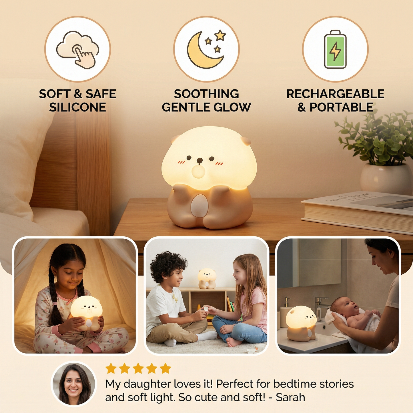 Cute Bubble Otter Silicone Night Light