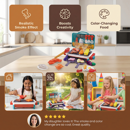 My First BBQ Grill – Kids’ Kitchen with Smoke Effect and Color-Changing Food