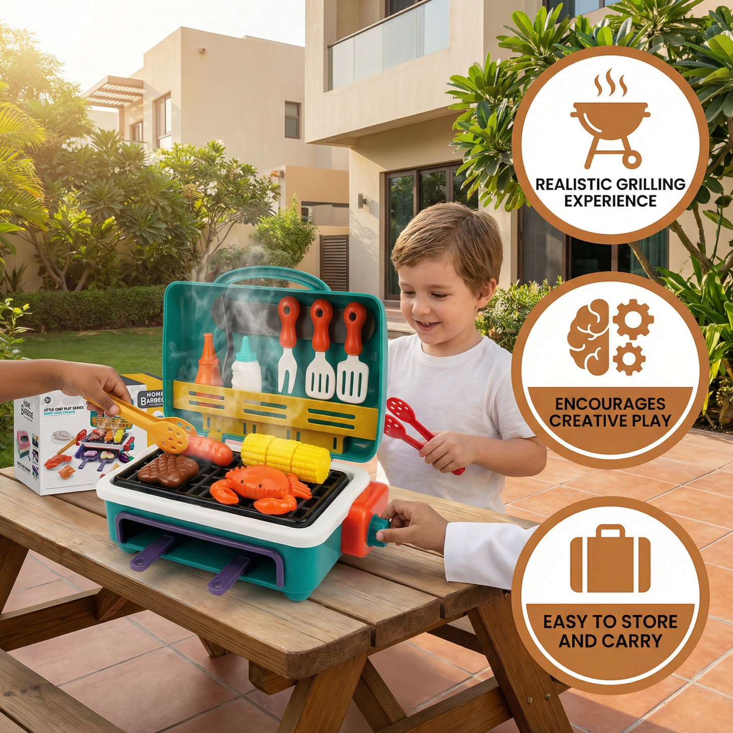 My First BBQ Grill – Kids’ Kitchen with Smoke Effect and Color-Changing Food
