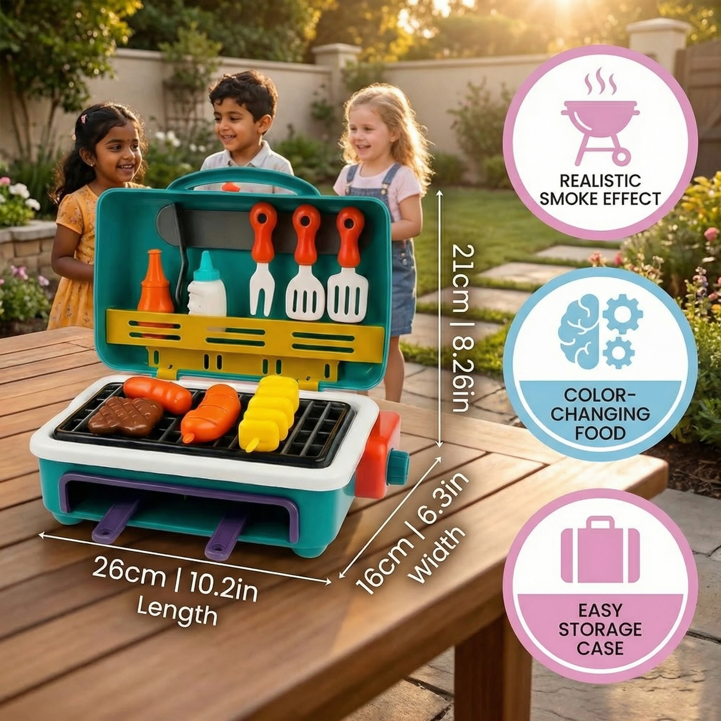 My First BBQ Grill – Kids’ Kitchen with Smoke Effect and Color-Changing Food