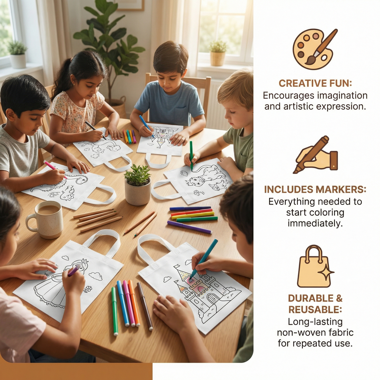 Kids’ Craft and Coloring Bag Set with Markers