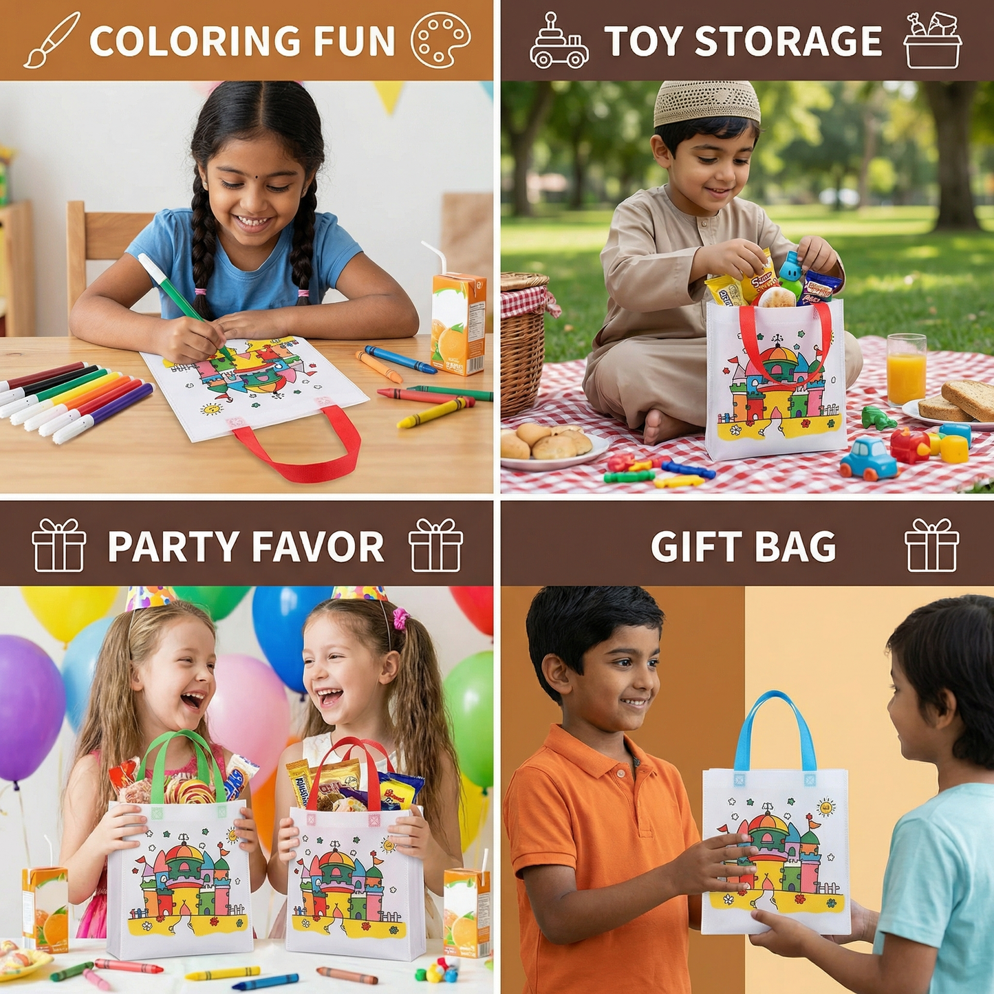 Kids’ Craft and Coloring Bag Set with Markers