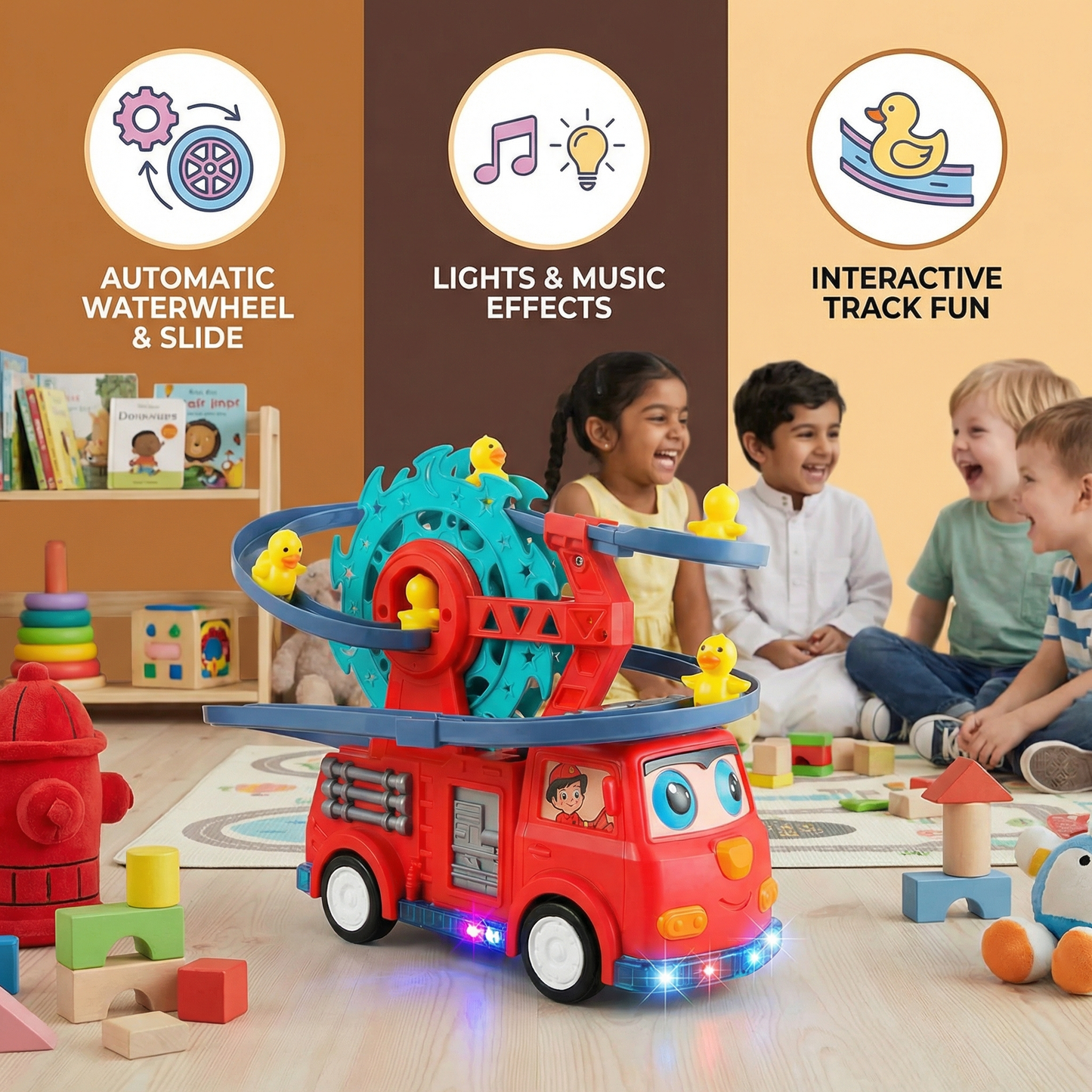 Fire Truck Duck Slide Play Car