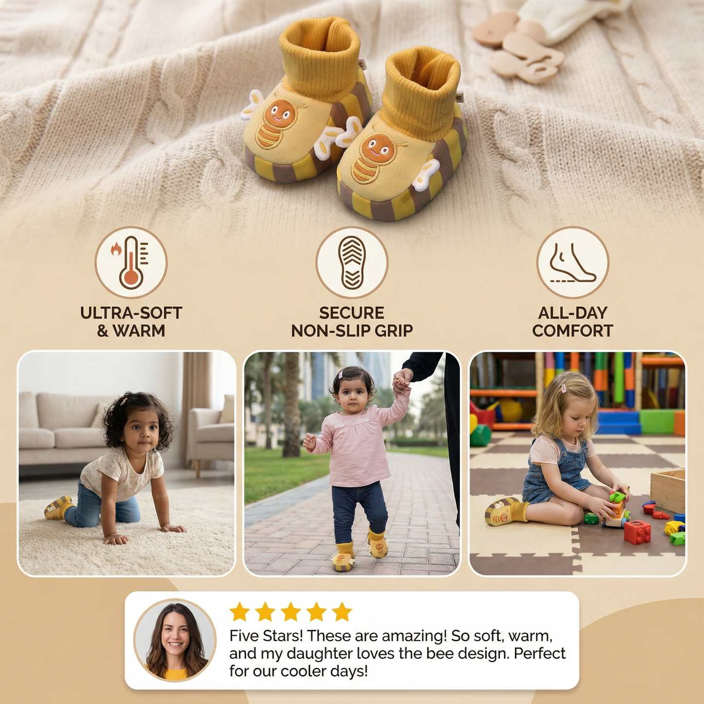 Ultra-Soft Baby Sock Shoes – Warm, Non-Slip & Comfortable