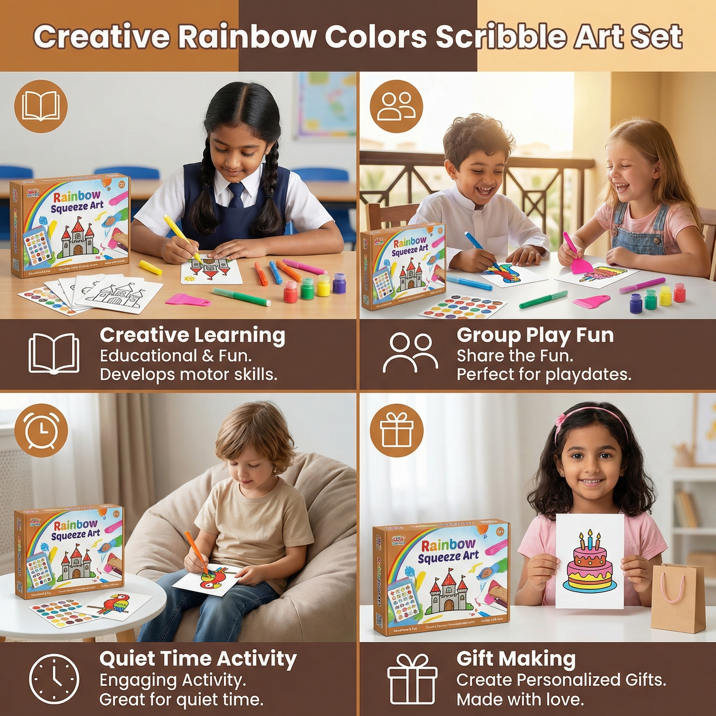 Creative Rainbow Colors Scribble Art Set