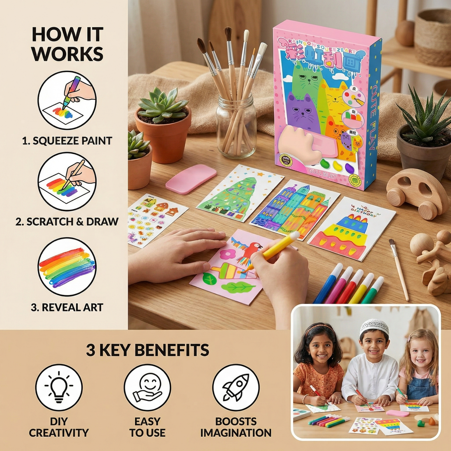 Creative Rainbow Colors Scribble Art Set