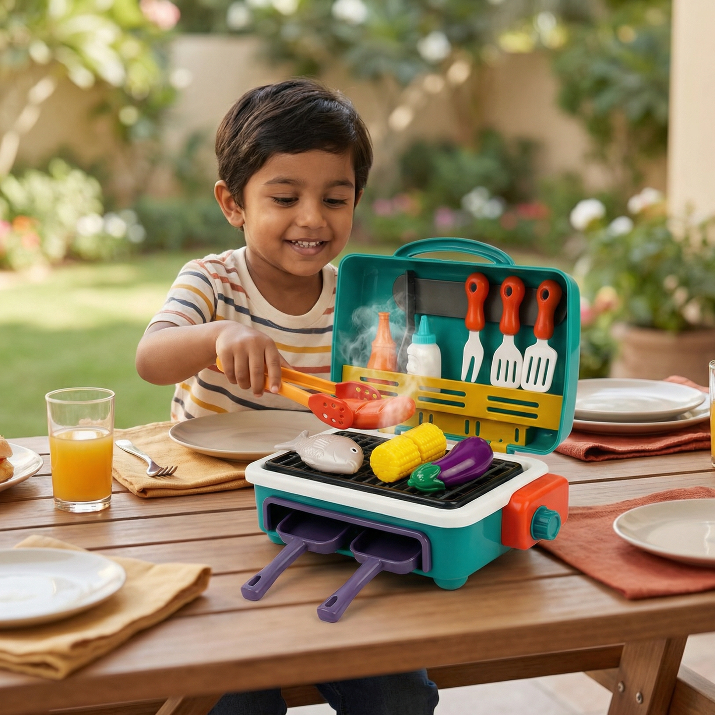 My First BBQ Grill – Kids’ Kitchen with Smoke Effect and Color-Changing Food