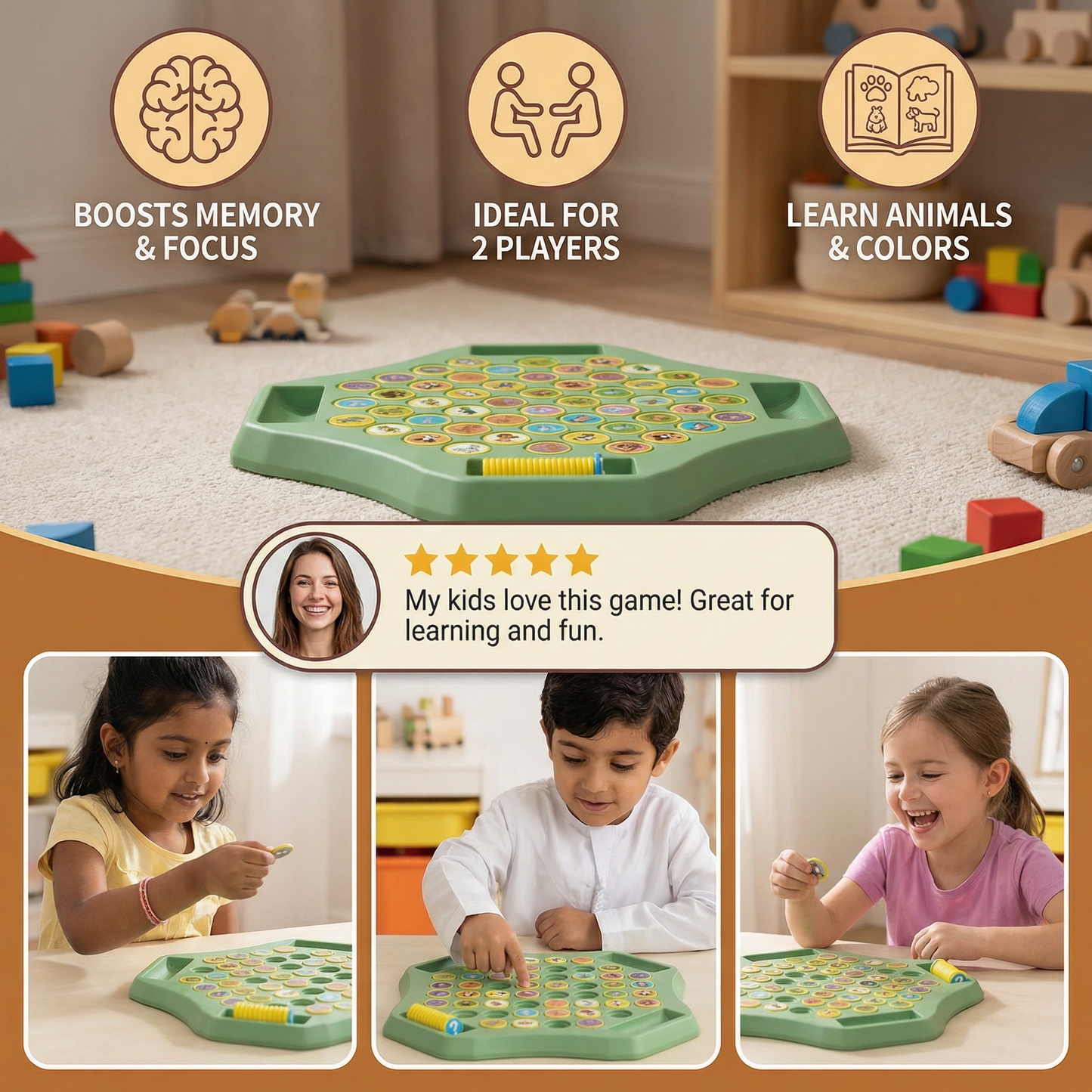 Animal Coin Memory Game Board