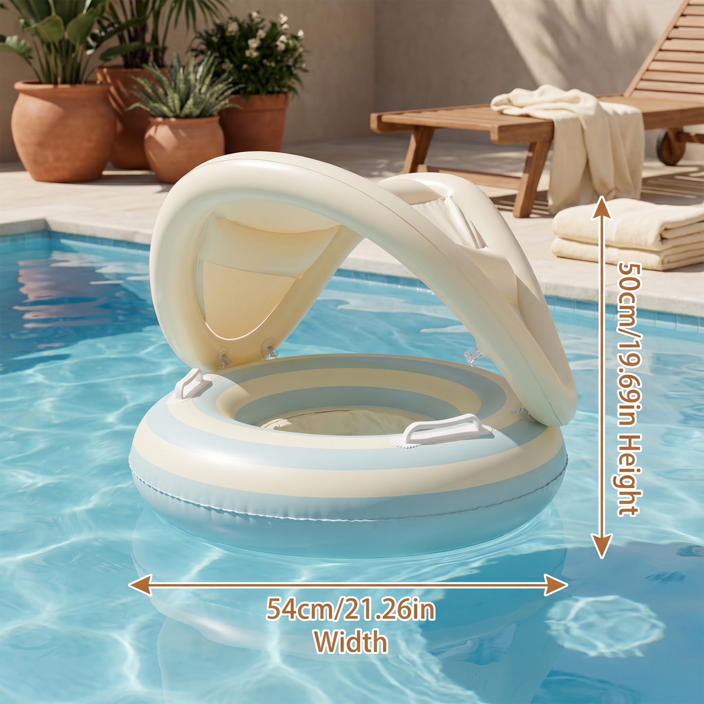 Inflatable Retro Lollipop Baby Swim Ring with Removable Sun Canopy – Secure Seat for 6–36 Months