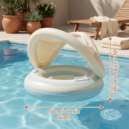 Inflatable Retro Lollipop Baby Swim Ring with Removable Sun Canopy – Secure Seat for 6–36 Months