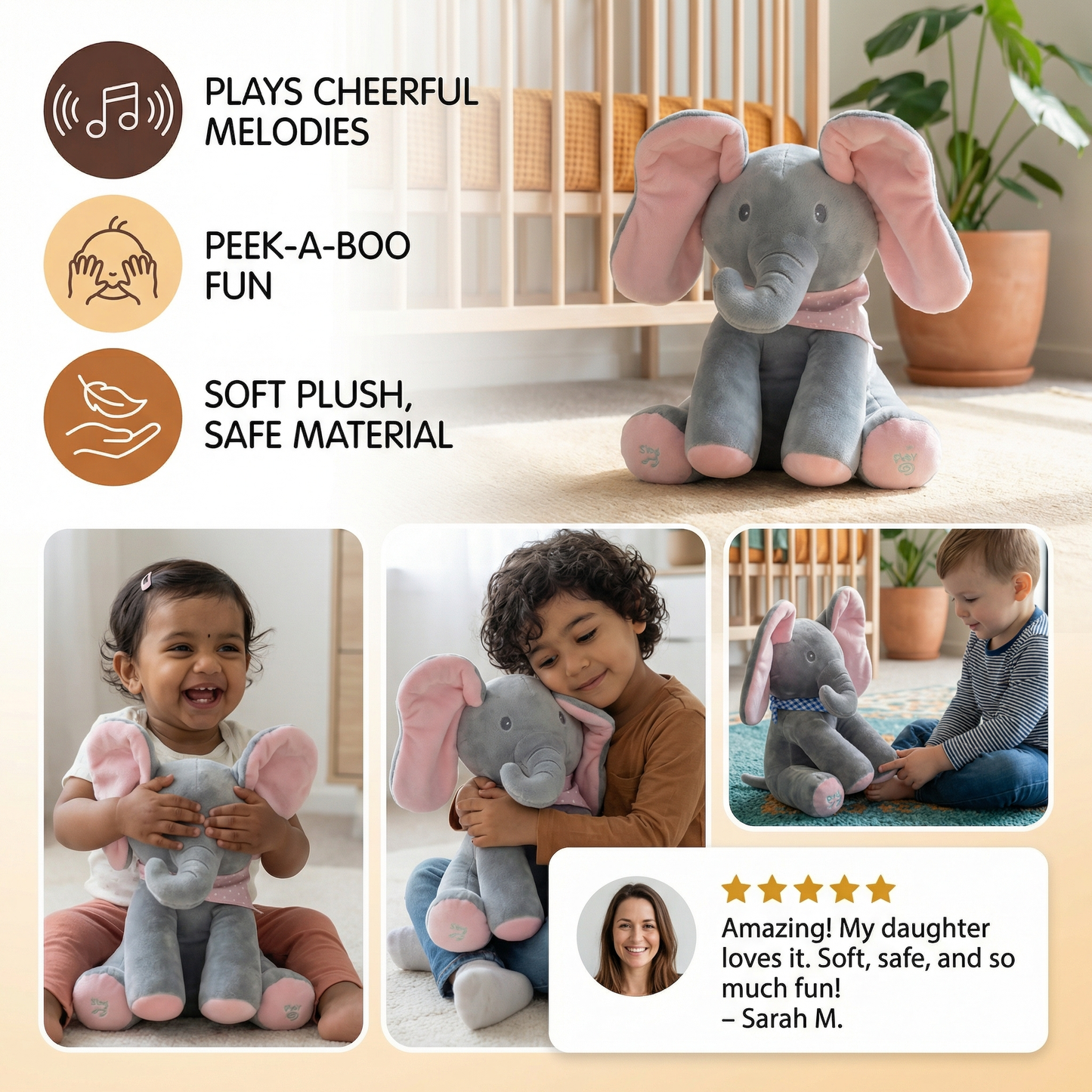 Peek-a-Boo Elephant - Interactive Plush Toy
