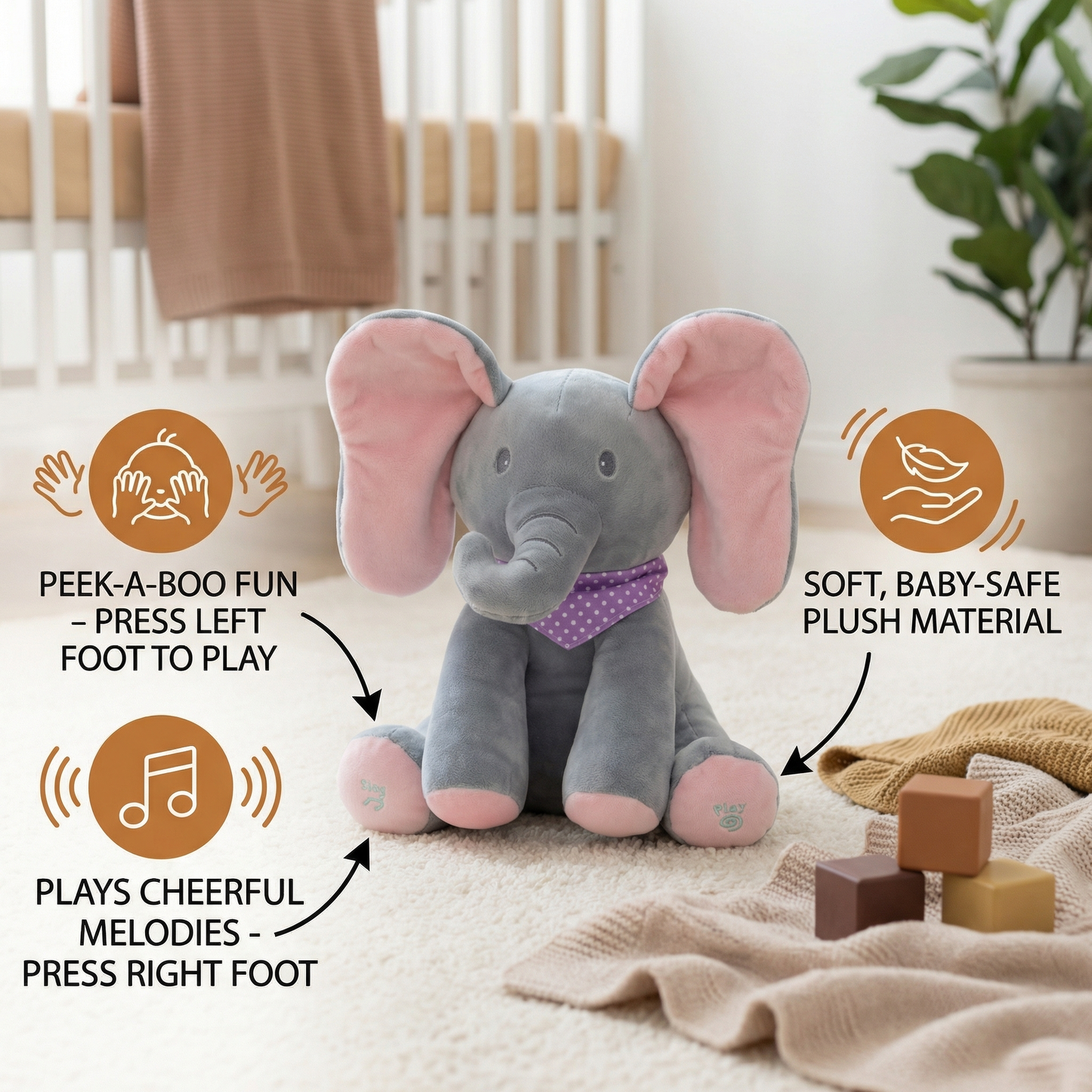 Peek-a-Boo Elephant - Interactive Plush Toy