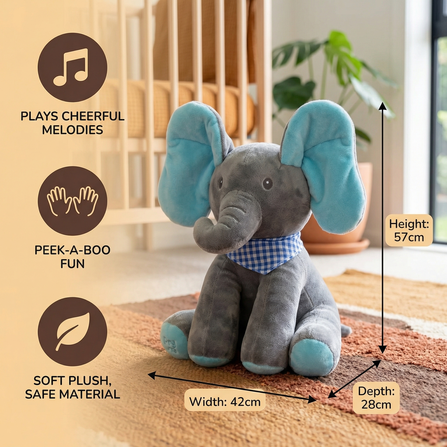 Peek-a-Boo Elephant - Interactive Plush Toy