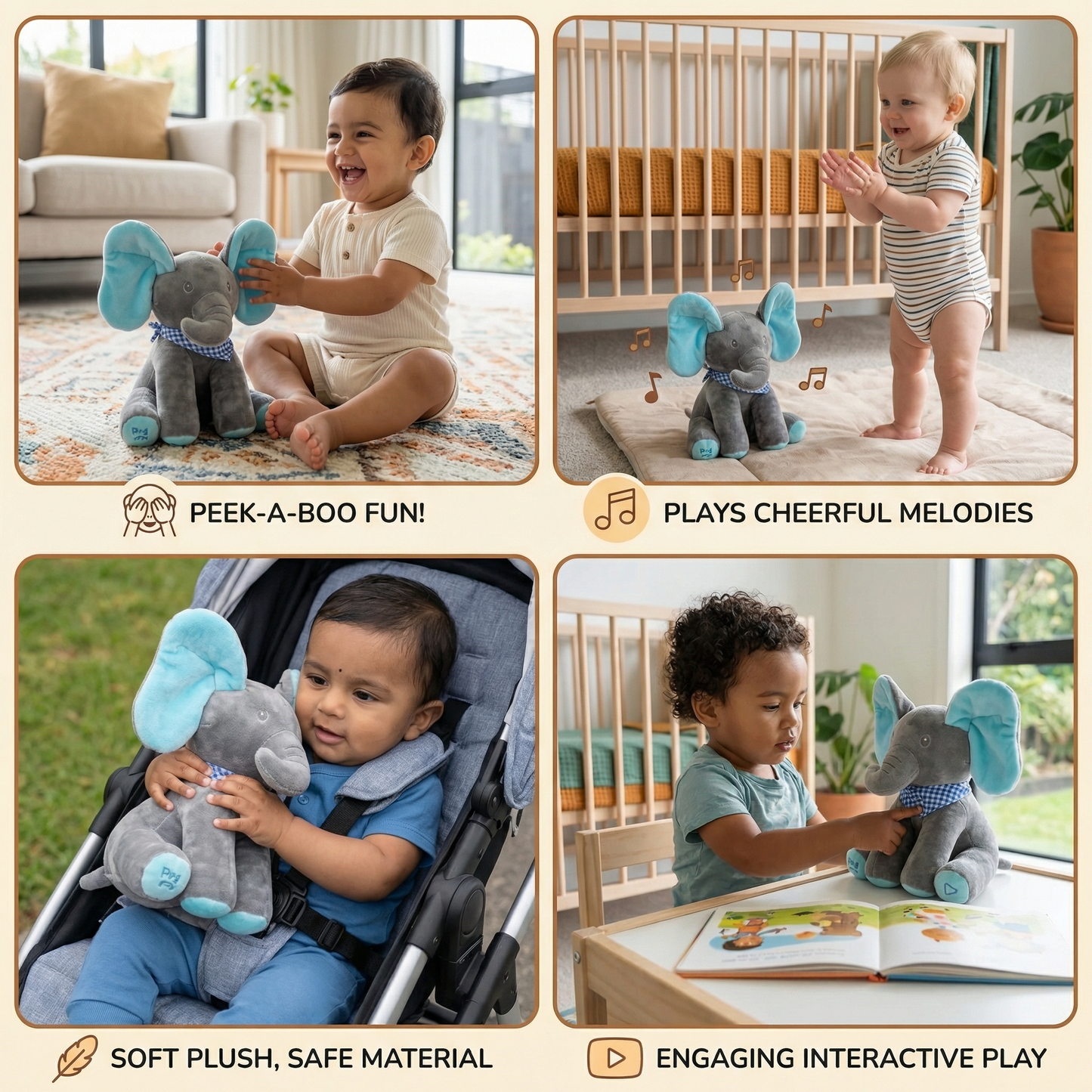 Peek-a-Boo Elephant - Interactive Plush Toy