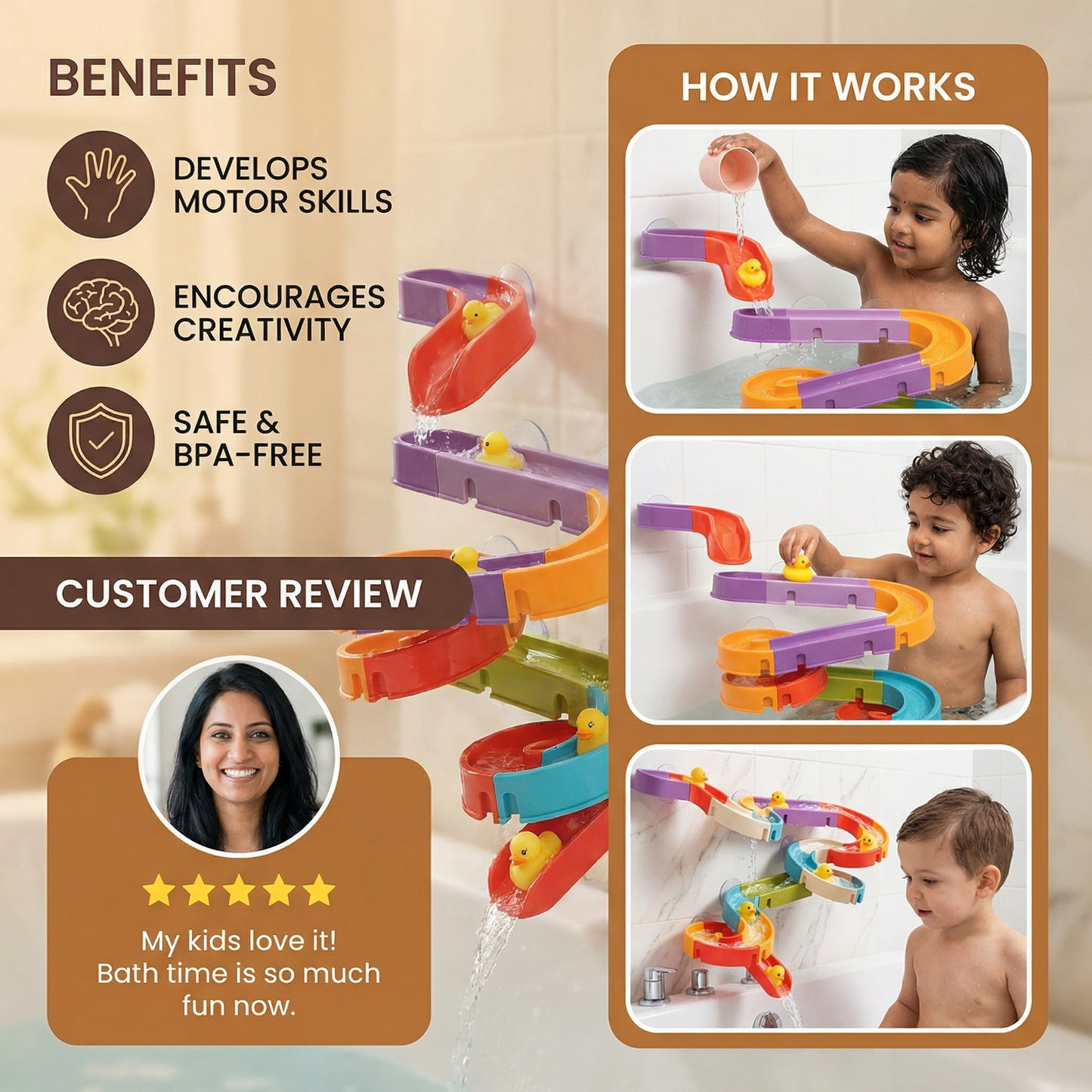 Duck slide bath toy