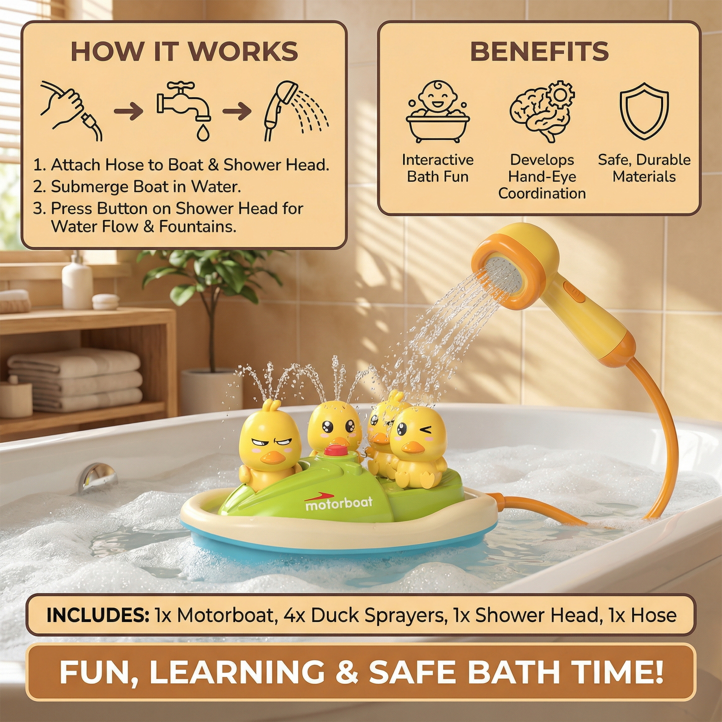 Duck Fountain Bath Toy with Shower Head