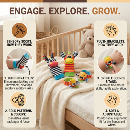 Sensory Baby Plush Socks and Bracelet