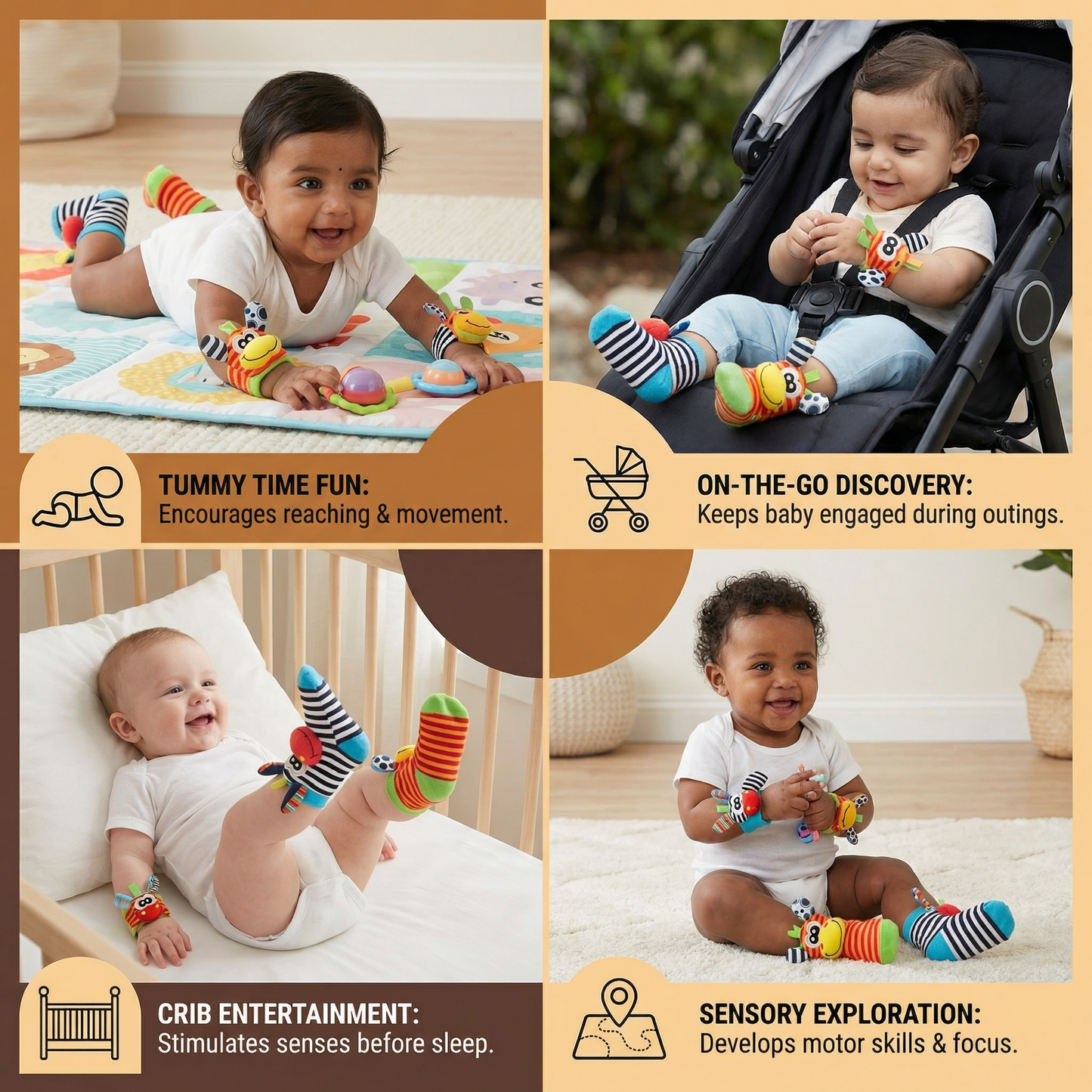Sensory Baby Plush Socks and Bracelet