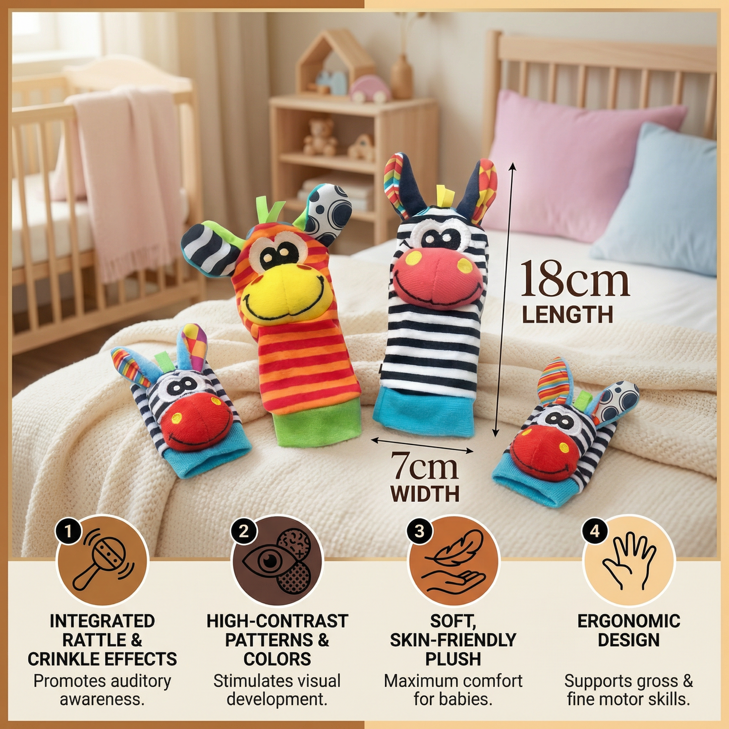 Sensory Baby Plush Socks and Bracelet