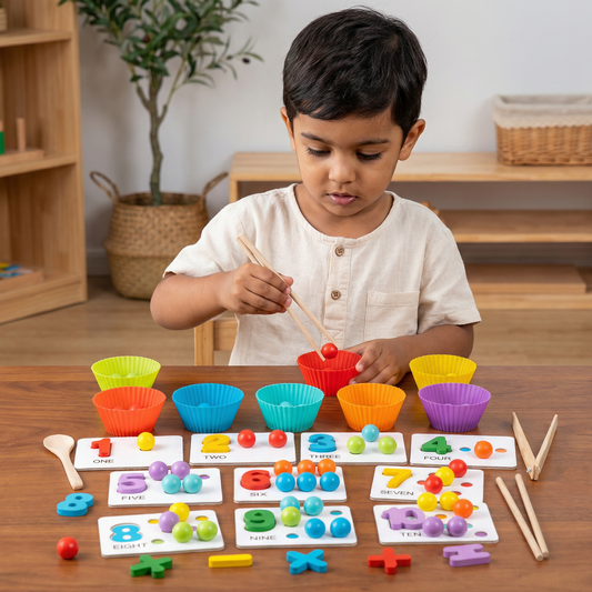 Montessori Ball Numbers and Colors Sorting Set for Learning to Count