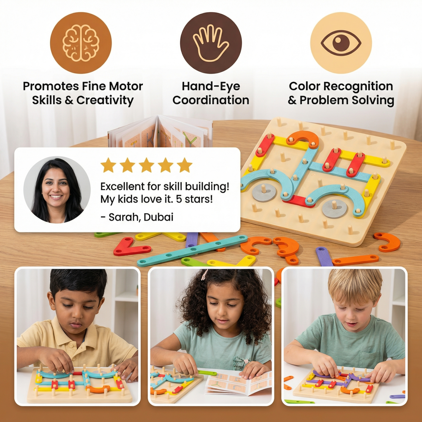 Creative Montessori wooden nail puzzle toy