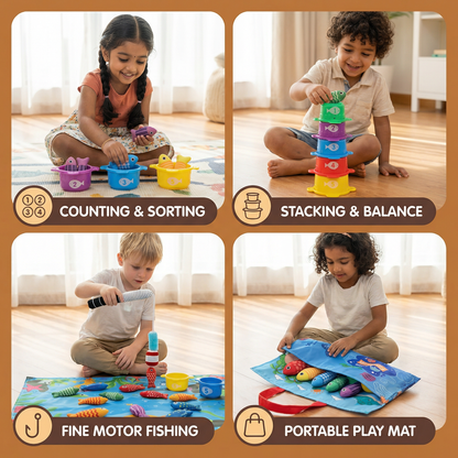 Montessori Plush Fish Pond Toy for Kids