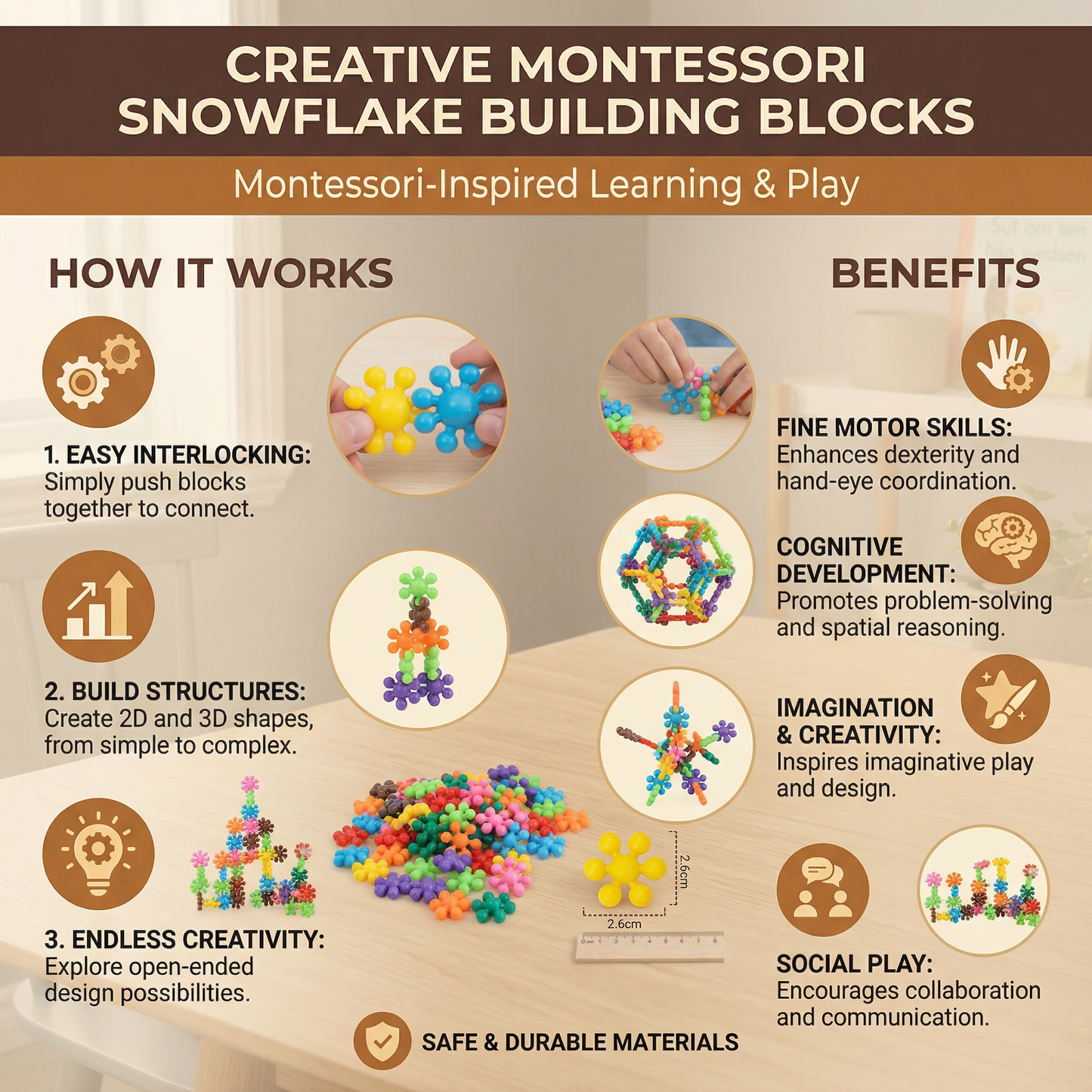 Creative Montessori Snowflake Building Blocks