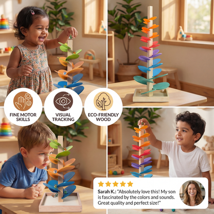 Montessori Rainbow Marble Wooden Tower