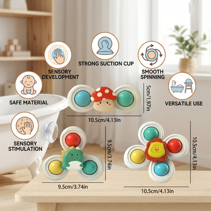 Cute Suction Cup Spinning Toy for Babies 3-Piece Set