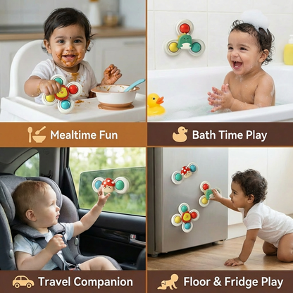 Cute Suction Cup Spinning Toy for Babies 3-Piece Set