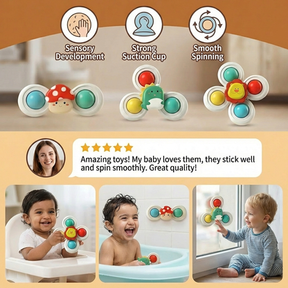 Cute Suction Cup Spinning Toy for Babies 3-Piece Set