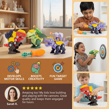 Dinosaur Screw Set with Suction Cup Cannon