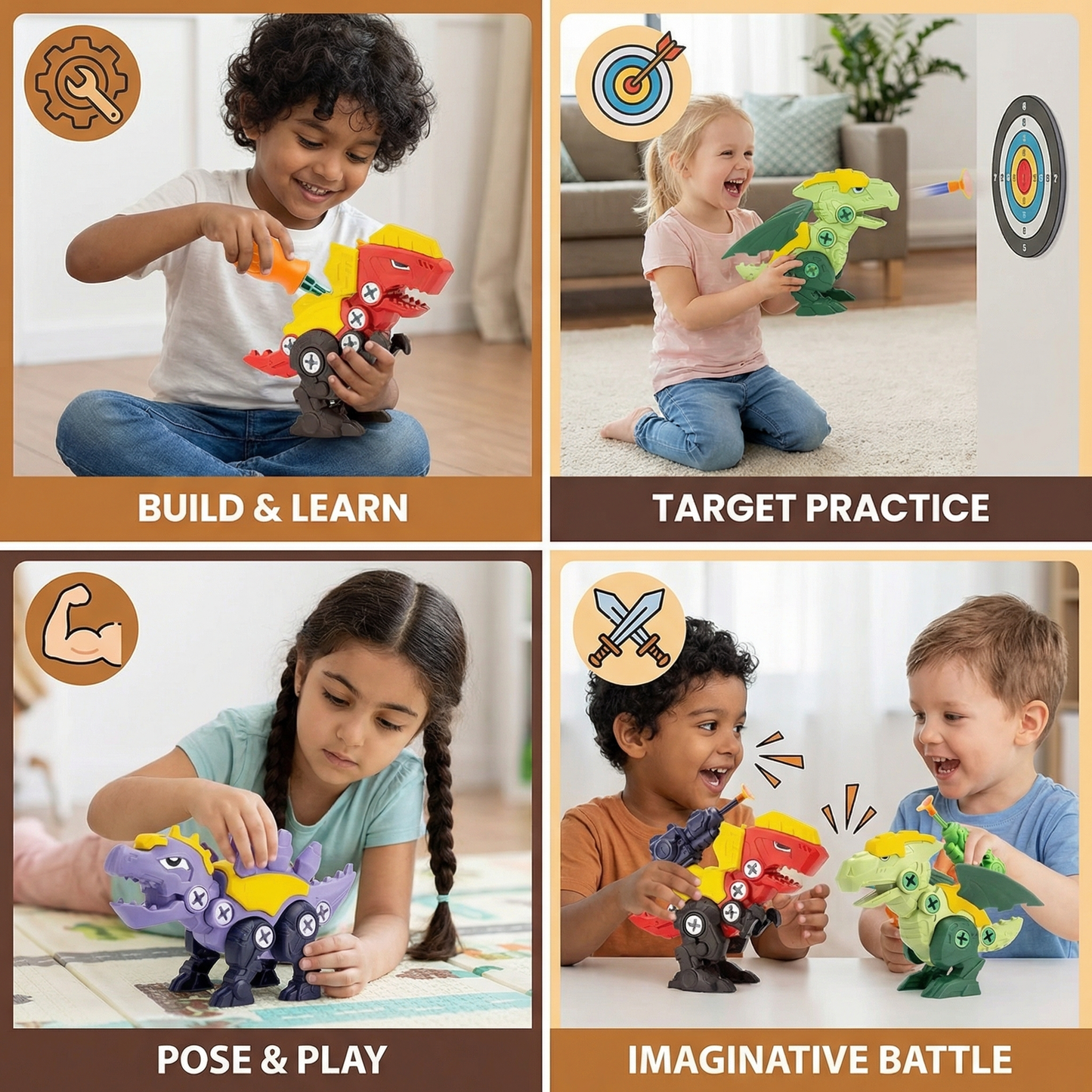 Dinosaur Screw Set with Suction Cup Cannon