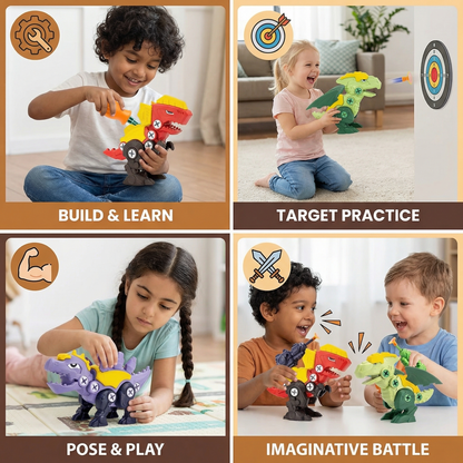Dinosaur Screw Set with Suction Cup Cannon