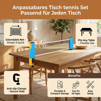 Adjustable table tennis set - Fits any table!