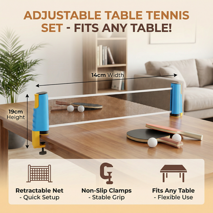 Adjustable table tennis set - Fits any table!