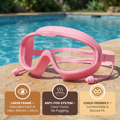 Child-Friendly Swim Goggles with Large Frame & Anti-Fog System