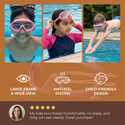 Child-Friendly Swim Goggles with Large Frame & Anti-Fog System