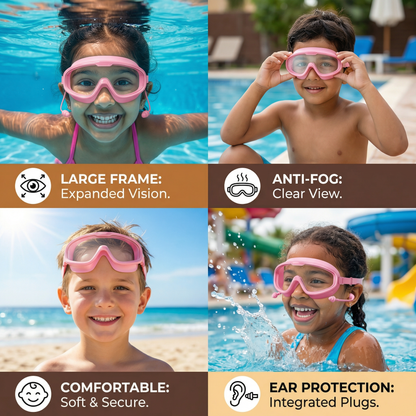 Child-Friendly Swim Goggles with Large Frame & Anti-Fog System