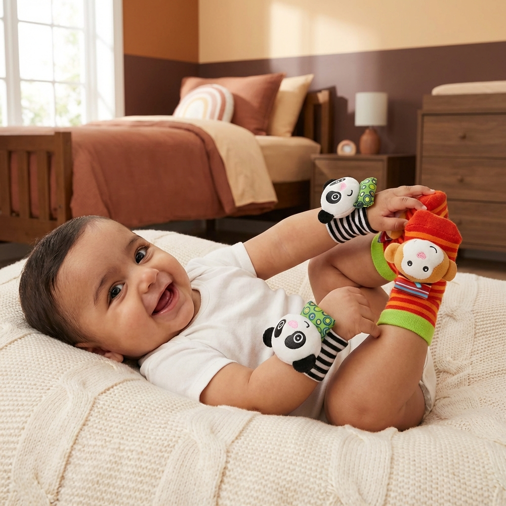 Sensory Baby Plush Socks and Bracelet