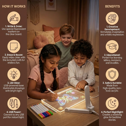 Glow-in-the-Dark LED Drawing Board for Kids