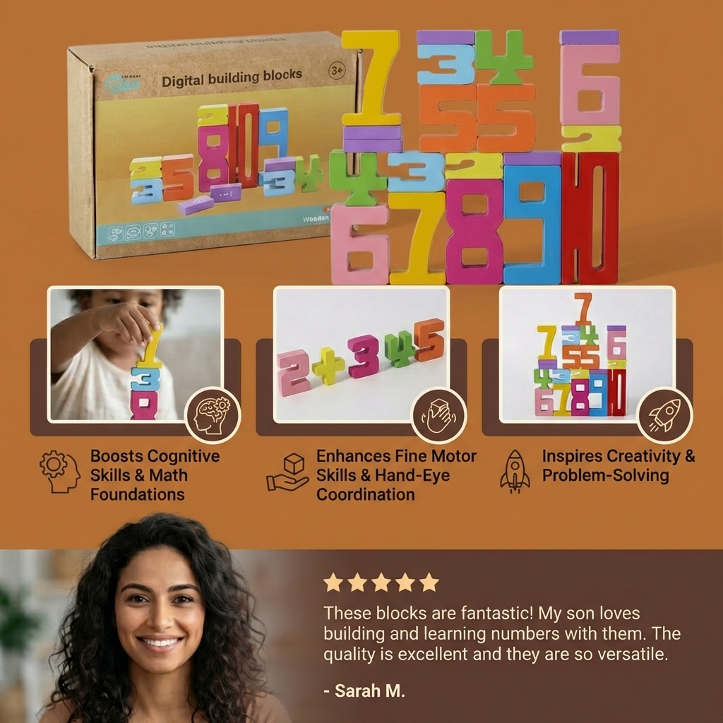 Educational Math and Number Learning Blocks
