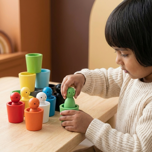 Montessori Color Sorting Cups Wooden Learning Toy