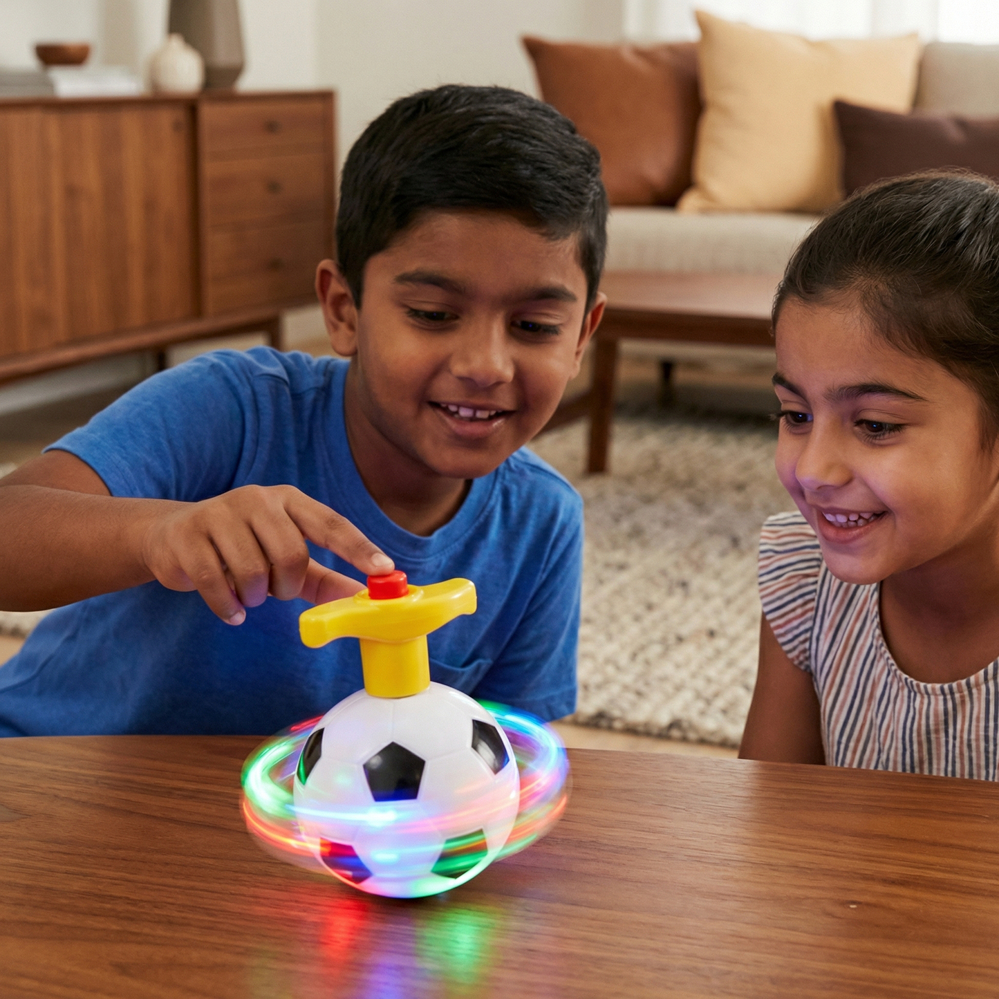 Glowing LED Soccer Spinning Top