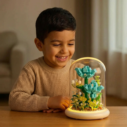 Elegant Building Block Flower in Glass