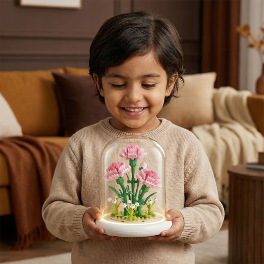 Elegant Building Block Flower in Glass